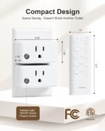 Remote Control Outlet, 200FT Long Range Wireless Light Switch, Mini Remote Outlet Plug, 15A/1875W High-Power for Lamps, Lights, Household Appliances, FCC & ETL Listed (5 Outlets + 2 Remotes) - Image 6