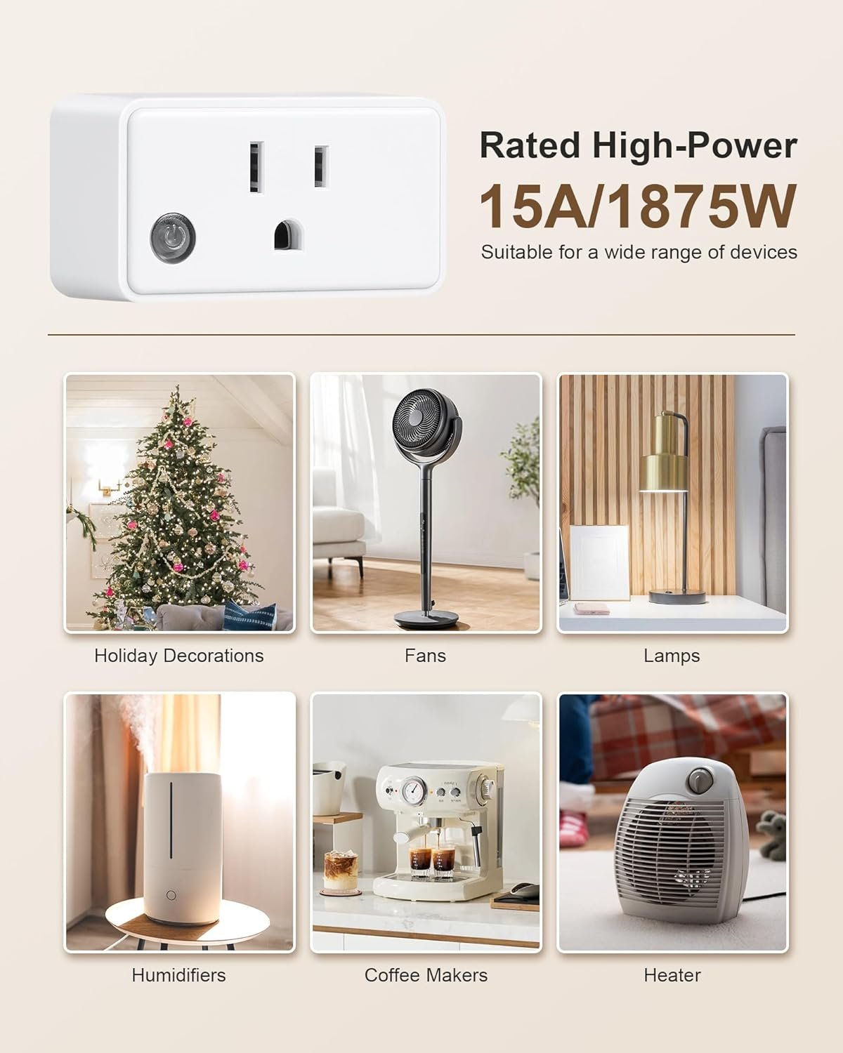 Remote Control Outlet, 200FT Long Range Wireless Light Switch, Mini Remote Outlet Plug, 15A/1875W High-Power for Lamps, Lights, Household Appliances, FCC & ETL Listed (5 Outlets + 2 Remotes) - Image 6