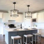 LMQNINE Modern Foyer Chandelier, Black Crystal Chandelier Entryway Pendant Light Fixture, Round Adjustable Height Chandeliers for Kitchen Island, L11.81'' x H7.87'' - Image 3