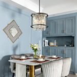 LMQNINE Modern Foyer Chandelier, Black Crystal Chandelier Entryway Pendant Light Fixture, Round Adjustable Height Chandeliers for Kitchen Island, L11.81'' x H7.87'' - Image 7