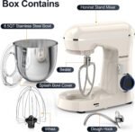 Stand Mixer, 6.5QT 10-Speed Tilt-Head Electric Stand Mixer, 3-In-1 Kitchen Mixer with Bowl, Dough Hook, Whisk and Beater, Food Mixer for Baking, Cake and Most Home Cooks, Beige - Image 3