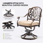 9 Piece Outdoor Dining Set Cast Aluminum, Retro Patio Dining Furniture Set for 8 Includes 86.6’’ Oval Table 8 Swivel Chairs with Thicker Cushion and Umbrella Hole for Patio Deck Garden - Image 5