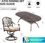 9 Piece Outdoor Dining Set Cast Aluminum, Retro Patio Dining Furniture Set for 8 Includes 86.6’’ Oval Table 8 Swivel Chairs with Thicker Cushion and Umbrella Hole for Patio Deck Garden - Image 6
