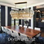 Rectangle Gold Chandeliers for Dining Room Ceiling Modern Dining Room Light Fixture Light Fixture Contemporary Oval Crystal Chandelier Long 50'' - Image 3