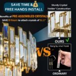 Rectangle Gold Chandeliers for Dining Room Ceiling Modern Dining Room Light Fixture Light Fixture Contemporary Oval Crystal Chandelier Long 50'' - Image 4
