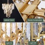 Rectangle Gold Chandeliers for Dining Room Ceiling Modern Dining Room Light Fixture Light Fixture Contemporary Oval Crystal Chandelier Long 50'' - Image 7