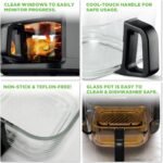 Nutrichef 5.8 Quart Air Fryer | 8-1 Preset Cook Modes | Transparent Fry Bowl for Best Cooking Results | Cook Shrimp, Steak, Fries, Wings, Chicken & More | Precise Temperature Control & Time | Grey - Image 4