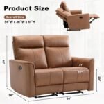 CANMOV Manual Loveseat Recliner Sofa, Wall-Hugger 2 Seat Reclining Love Seat Couches, Leathaire Reclining Sofa Set, Double Seater Recliner Chair for Living Room, Office, Apartment, Brown - Image 3