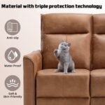 CANMOV Manual Loveseat Recliner Sofa, Wall-Hugger 2 Seat Reclining Love Seat Couches, Leathaire Reclining Sofa Set, Double Seater Recliner Chair for Living Room, Office, Apartment, Brown - Image 5