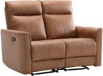 CANMOV Manual Loveseat Recliner Sofa, Wall-Hugger 2 Seat Reclining Love Seat Couches, Leathaire Reclining Sofa Set, Double Seater Recliner Chair for Living Room, Office, Apartment, Brown - Image 10