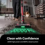 Ultenic Cordless Vacuum Cleaner, 600W 55Kpa 60Mins Vacuum Cleaners for Home, Cordless Stick Vacuum with 180°Bendable Wand, Anti-Tangle Brush, Charging Dock, Vacuum for Pet Hair/Carpet/Floor/Car - Image 3