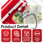 3-Piece Stainless Steel Mixer Attachment Kit for KitchenAid 4.5/5 QT Tilt-Head Mixers, K45WW Wire Whip, K45DH Dough Hook & K45B Coated Flat Beater, Baking Essentials Set, Dishwasher Safe - Image 3