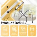 3-Piece Stainless Steel Mixer Attachment Kit for KitchenAid 4.5/5 QT Tilt-Head Mixers, K45WW Wire Whip, K45DH Dough Hook & K45B Coated Flat Beater, Baking Essentials Set, Dishwasher Safe - Image 4