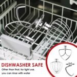 3-Piece Stainless Steel Mixer Attachment Kit for KitchenAid 4.5/5 QT Tilt-Head Mixers, K45WW Wire Whip, K45DH Dough Hook & K45B Coated Flat Beater, Baking Essentials Set, Dishwasher Safe - Image 5
