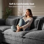 Pipishell Sectional Couches for Living Room, 110.6" U-Shaped Modular Sectional Sofa, 5-Seat Chenille Deep Seat Cloud Couch with 2 Movable Ottomans & Throw Pillows, Grey - Image 4