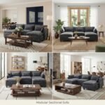 Pipishell Sectional Couches for Living Room, 110.6" U-Shaped Modular Sectional Sofa, 5-Seat Chenille Deep Seat Cloud Couch with 2 Movable Ottomans & Throw Pillows, Grey - Image 9