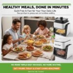 NutriChef 4 QT Air Fryer & Grill | 8-1 Preset Cook Modes | Transparent Fry Bowl for Best Cooking Results | Cook Shrimp, Steak, Fries, Wings & More | 4 QT Glass Air Fryer & 1.2 QT Grill | White - Image 4