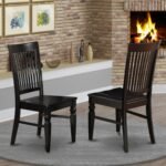 East West Furniture WEC-BLK-W Weston Dining Chairs - Slat Back Wood Seat Kitchen Chairs, Set of 2, Black - Image 3