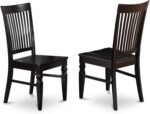 East West Furniture WEC-BLK-W Weston Dining Chairs - Slat Back Wood Seat Kitchen Chairs, Set of 2, Black - Image 5