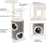 45in Cat Tree with Napping Perches, 2 Story Cat Condo, Cat Scratching Posts, and Hanging Toys - Cat Tower for Indoor Cats by PETMAKER (Gray) - Image 4