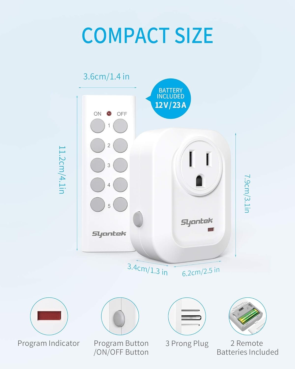 Upgraded Remote Control Outlet Wireless Light Switch for Household Appliances, Expandable Remote Light Switch Kit, Up to 100 ft Range, FCC Certified, ETL Listed, White (5 Outlets + 2 Remotes) - Image 8