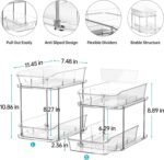 Delamu 2-Tier Under Sink Organizers and Storage, Multi-Purpose Stackable Bathroom Cabinet organizers, Pull Out Kitchen Pantry Organization and Storage with Dividers(2 Pack, Clear) - Image 3