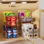 Delamu 2-Tier Under Sink Organizers and Storage, Multi-Purpose Stackable Bathroom Cabinet organizers, Pull Out Kitchen Pantry Organization and Storage with Dividers(2 Pack, Clear) - Image 4
