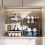 Delamu 2-Tier Under Sink Organizers and Storage, Multi-Purpose Stackable Bathroom Cabinet organizers, Pull Out Kitchen Pantry Organization and Storage with Dividers(2 Pack, Clear) - Image 5