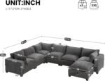 Merax Modern Oversized U-Shaped Sectional Sofa with Piollows & Chaise Lounge, Chenille 7-Seat Couch Set Sleeper Bed with Storage Ottoman for Living Room Gray - Image 3