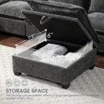 Merax Modern Oversized U-Shaped Sectional Sofa with Piollows & Chaise Lounge, Chenille 7-Seat Couch Set Sleeper Bed with Storage Ottoman for Living Room Gray - Image 10
