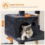 Feandrea Cat Tree, 56.3-Inch Cat Tower, Multi-Level Plush Condo with 11 Scratching Posts, 2 Perches, Hammock, Cave, Smoky Gray UPCT15GYZ - Image 6