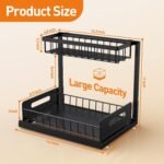 Under Sink Organizer,Metal Pull Out Cabinet Organizer Shelf,Kitchen Bathroom Organizers with Sliding Drawer,Storage Shelves,Storage and organization for Home,Laundry,RV,Pantry,Spice,Black,2 Pack - Image 3