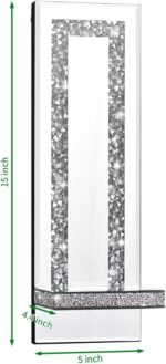 Crystal Crush Diamond Mirrored Candle Sconces, Silver Wall Candle holder set of 2, Wall decorations for Living Room，Dining Room (Rectangle Stripe (style 4)) - Image 4