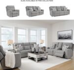 Signature Design by Ashley Biscoe Casual UV Resistant Power Reclining Sofa with Adjustable Headrest and USB Ports, Light Gray - Image 4