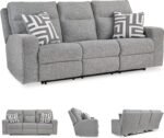 Signature Design by Ashley Biscoe Casual UV Resistant Power Reclining Sofa with Adjustable Headrest and USB Ports, Light Gray - Image 5