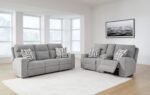 Signature Design by Ashley Biscoe Casual UV Resistant Power Reclining Sofa with Adjustable Headrest and USB Ports, Light Gray - Image 15