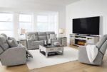 Signature Design by Ashley Biscoe Casual UV Resistant Power Reclining Sofa with Adjustable Headrest and USB Ports, Light Gray - Image 16