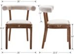 Dining Chairs Set of 4, Mid Century Modern Linen Upholstered Kitchen Chairs Side Chairs for Restaurant Hotel, Natural Walnut Wood Frame, Curved Back, Beige - Image 3