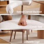 Dining Chairs Set of 4, Mid Century Modern Linen Upholstered Kitchen Chairs Side Chairs for Restaurant Hotel, Natural Walnut Wood Frame, Curved Back, Beige - Image 6