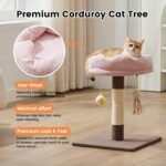 Gardner Pet 20" Cat Tree Corduroy, Solid Wood Small Cat Tree, Compact Cat Tower Perch for Kittens & Indoor Cats(Brown, Circle-Corduroy) - Image 4