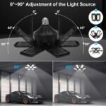 4 Pack Garage Lights, 28000LM Super Bright LED Shop Lights with 6+1 Deformable Panels, 6500K Garage Light Ceiling Led, E26/E27 Socket Screw in Bulb for Warehouse, Workshop, Basement, Attic - Image 5
