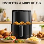 NEWBULIG Air Fryer, 6QT Square Airfryer with Visual Window, 400℉ Fast Heating Air Fryers Oven with Timer, Auto-Off, Non Toxic & Non Stick, Multiple 12 Modes for Roast, Bake, Dehydrate, Fry, Reheat - Image 3
