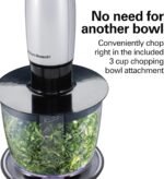 Hamilton Beach 4-in-1 Electric Immersion Hand Blender with Handheld Blending Stick, Whisk + 3-Cup Food & Vegetable Chopper Bowl, 2-Speeds, 225 Watts, Silver and Stainless Steel (59765) - Image 6