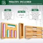 Calmbee 9 IN 1 Storage Bag Organizer for Kitchen Drawer, Bamboo Foil and Plastic Wrap with Cutter, Organizers Compatible Gallon, Quart, Sandwich Snack Size - Image 4