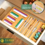 Calmbee 9 IN 1 Storage Bag Organizer for Kitchen Drawer, Bamboo Foil and Plastic Wrap with Cutter, Organizers Compatible Gallon, Quart, Sandwich Snack Size - Image 5