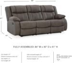 Signature Design by Ashley First Base Contemporary Faux Leather Manual Reclining Sofa, Gray - Image 4