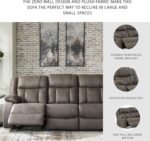 Signature Design by Ashley First Base Contemporary Faux Leather Manual Reclining Sofa, Gray - Image 6