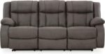 Signature Design by Ashley First Base Contemporary Faux Leather Manual Reclining Sofa, Gray - Image 8