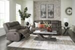 Signature Design by Ashley First Base Contemporary Faux Leather Manual Reclining Sofa, Gray - Image 11