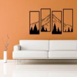ruelen 4 Pcs Metal Mountain and Forest Wall Decorations Line Drawing Wall Art Minimalist Wall Decor Rustic Nature Home Wall Art Sculpture Office Living Room Bedroom - Image 3